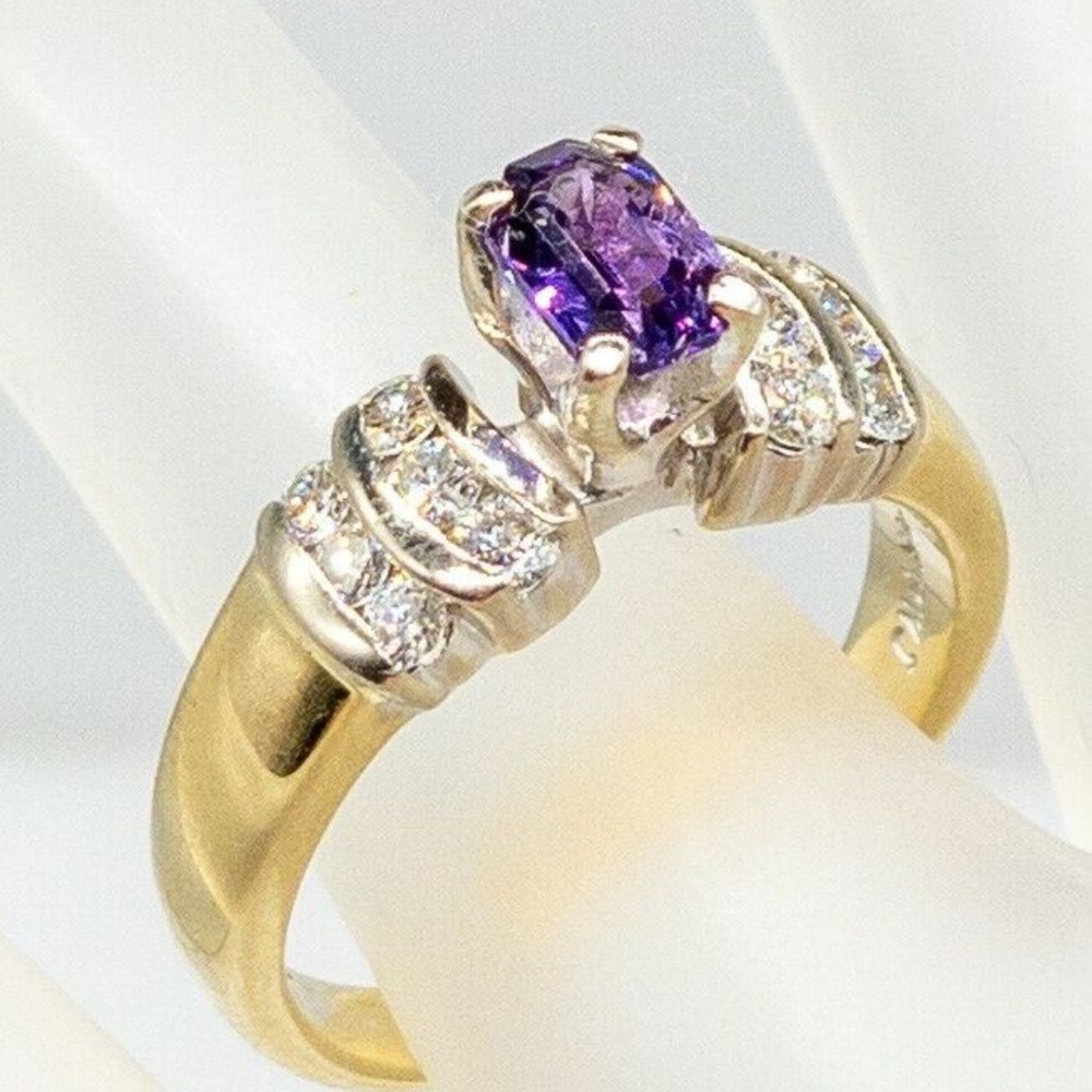 PURPLE SAPPHIRE DIAMOND 14K GOLD RING